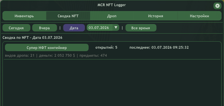 Сводка открытых NFT